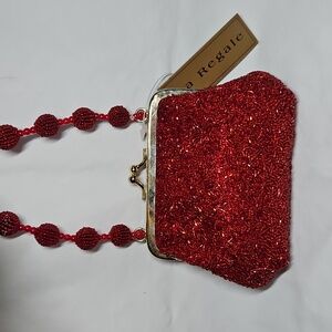 La Regale Vintage Red Beaded Evening Bag